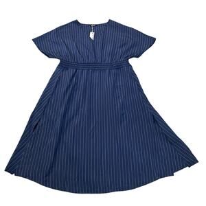 Bloom Chic Striped Midi Dress 22/24 Fit And Flare Short Sleeve Preppy Vacation